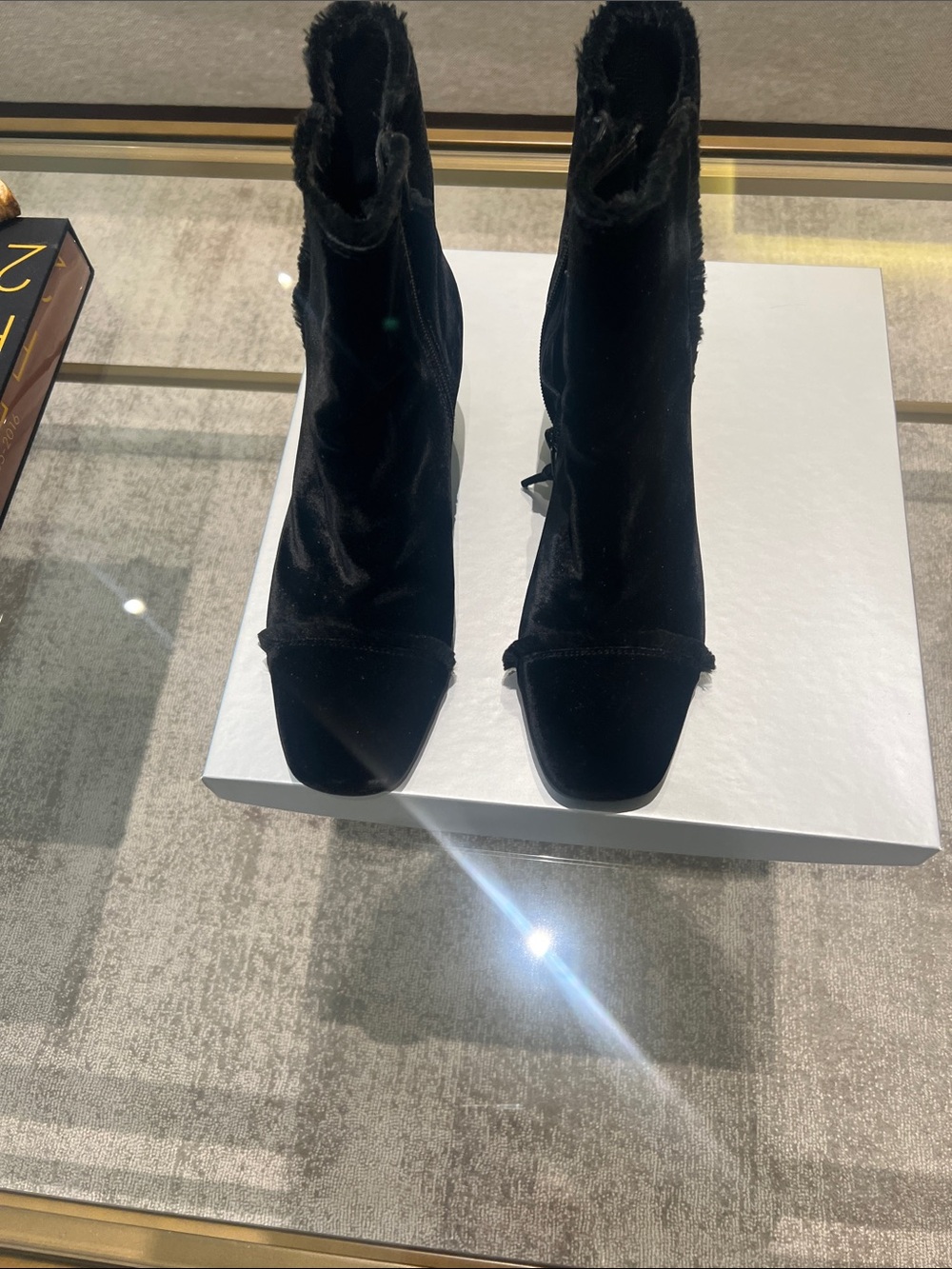 Women's dark navy  Velvet Ankle Boots